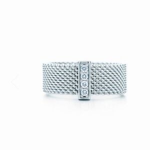🩵Size 7 Tiffany Somerset 4 Diamond Band Ring in Sterling Silver